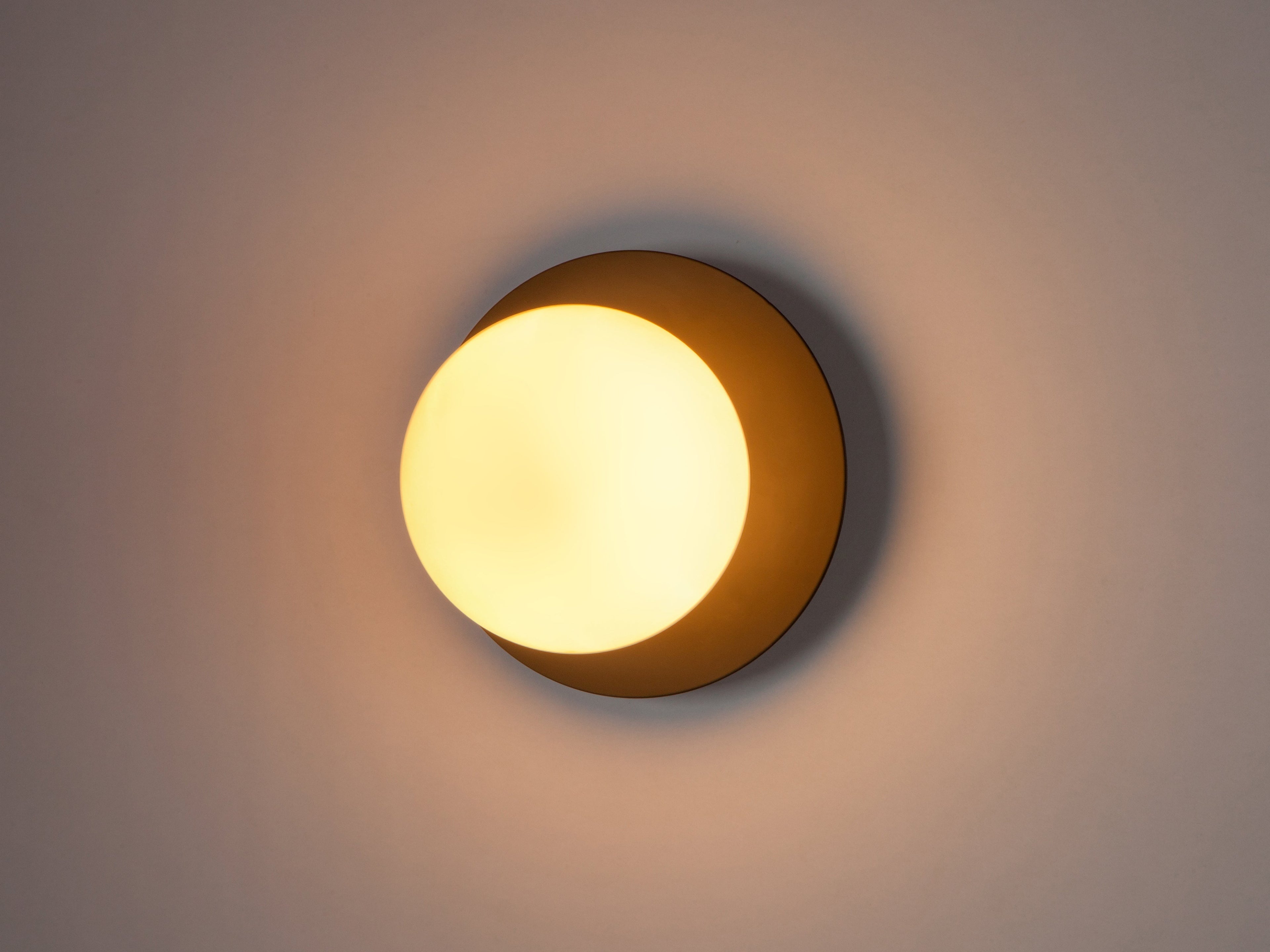 Charcoal Grey Opal Disk Wall Light - Miola