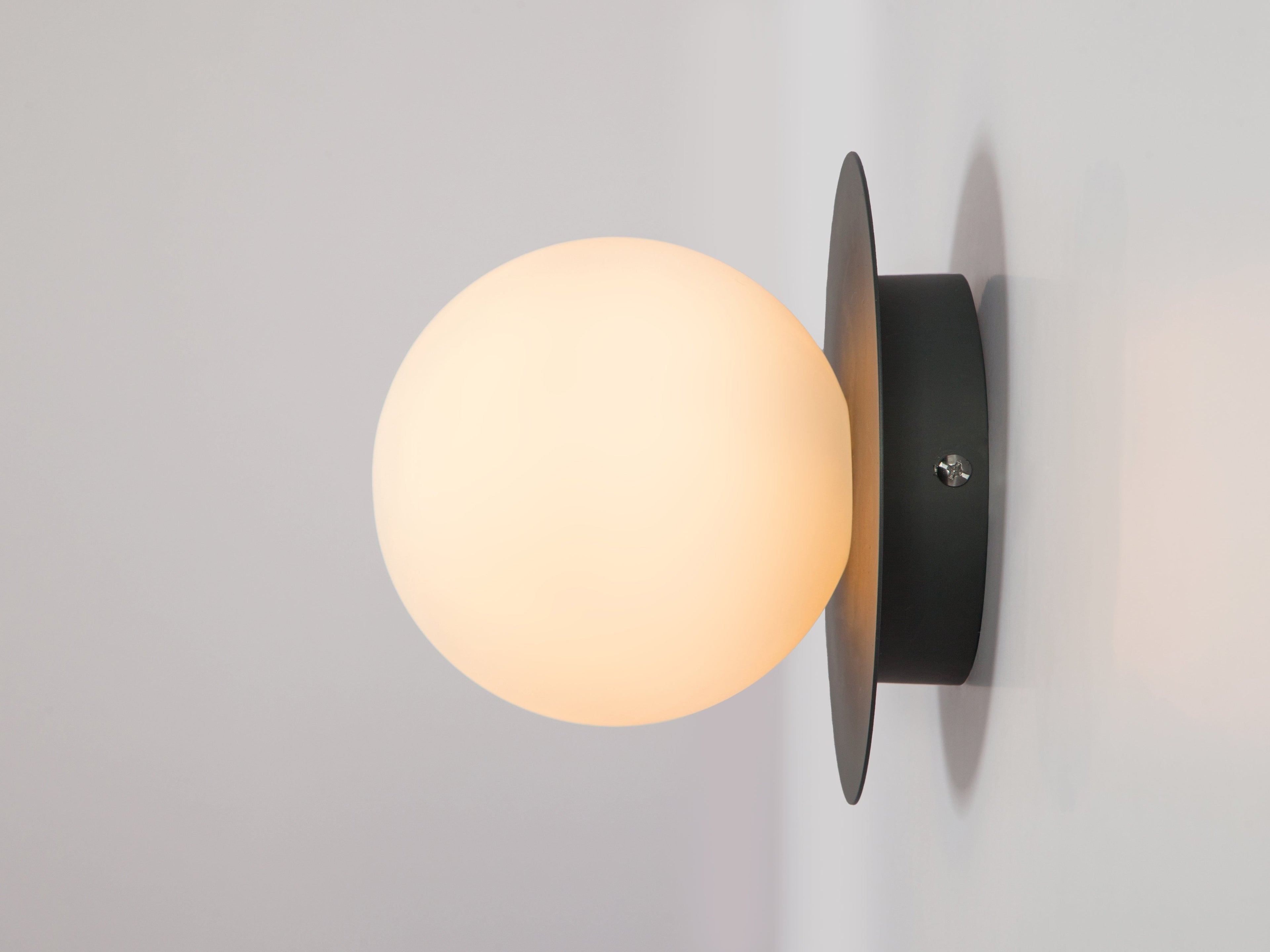 Charcoal Grey Opal Disk Wall Light - Miola