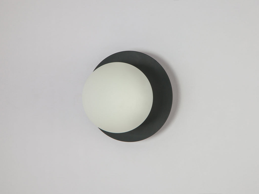 Charcoal Grey Opal Disk Wall Light - Miola
