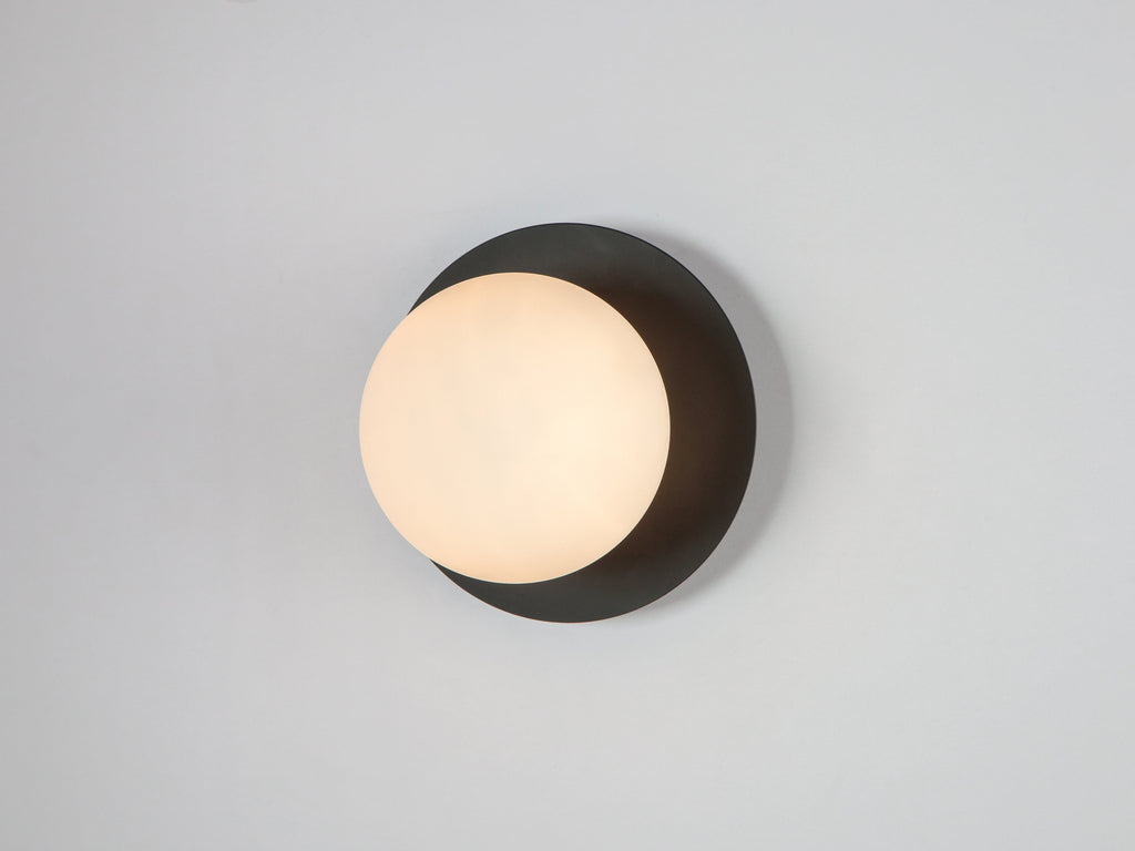 Charcoal Grey Opal Disk Wall Light - Miola