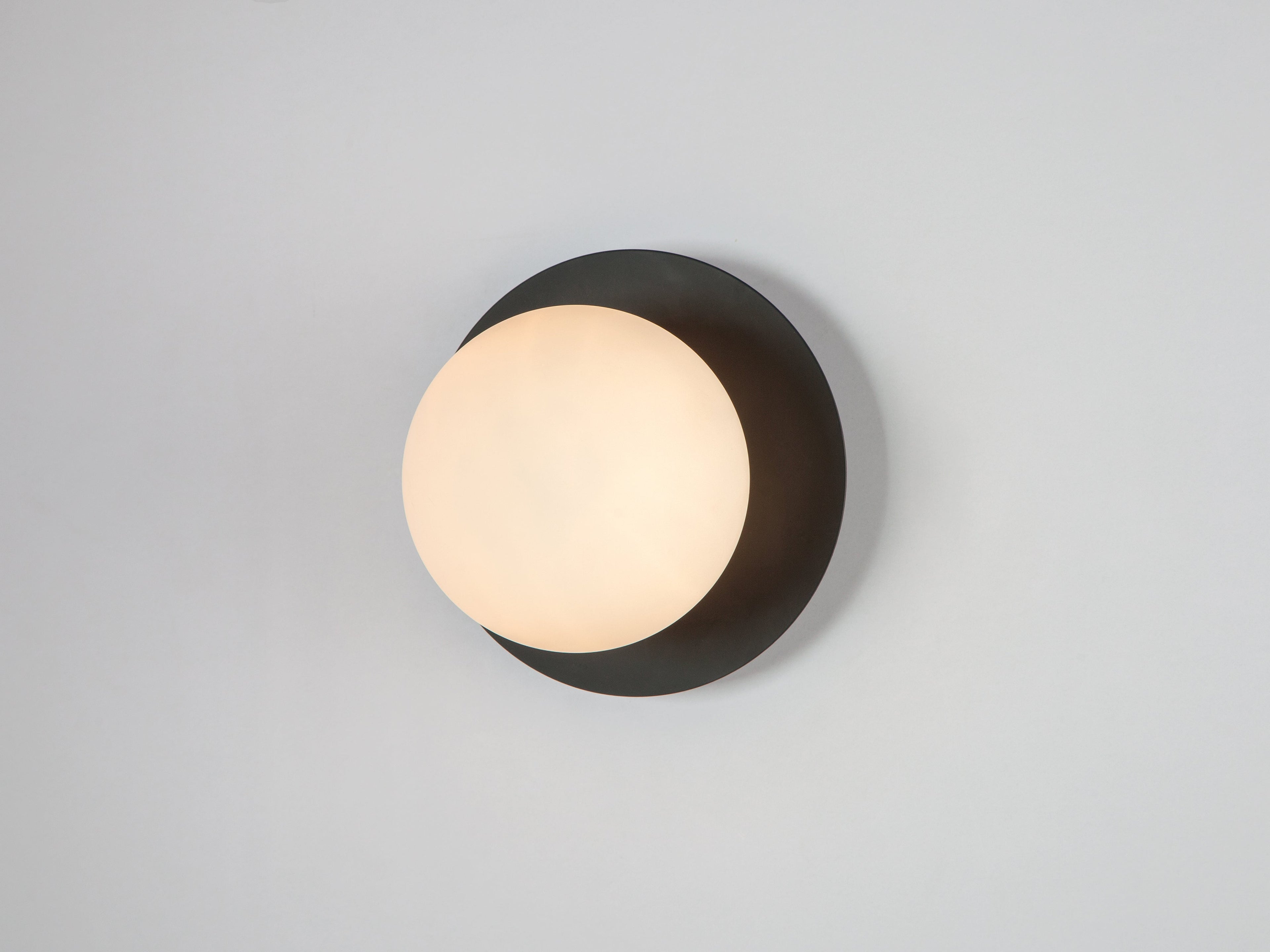 Charcoal Grey Opal Disk Wall Light - Miola