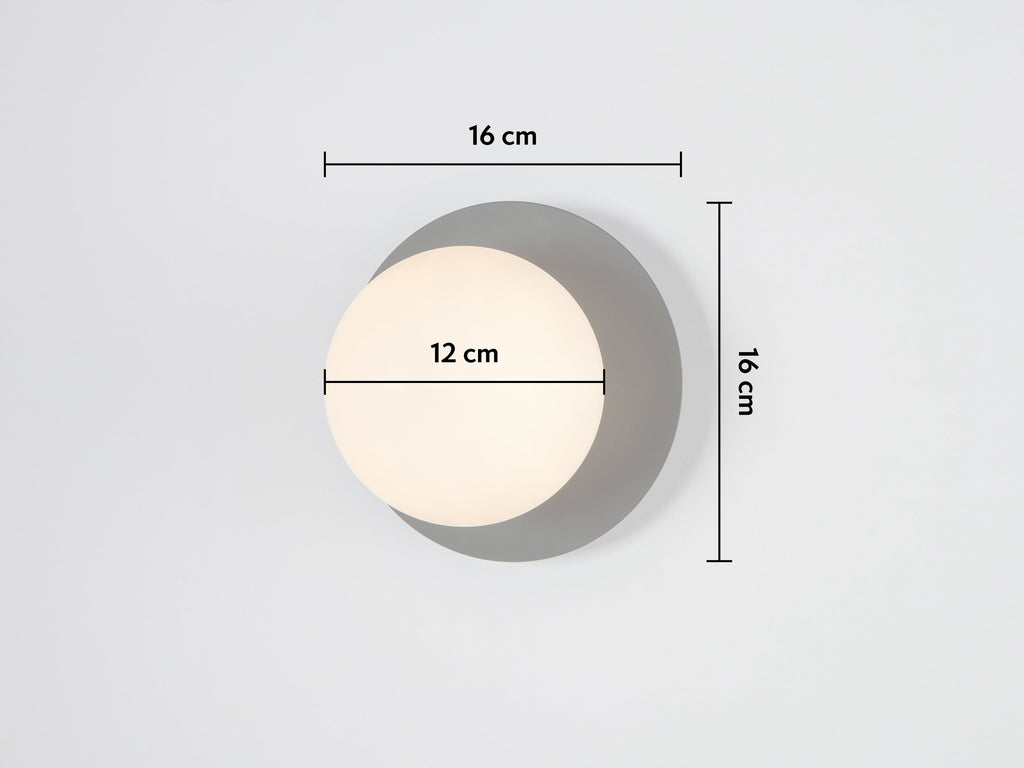 Charcoal Grey Opal Disk Wall Light - Miola