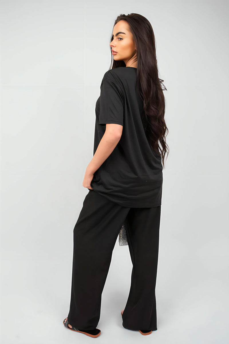 Amour Embellished Print Round Neck Top