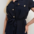 Load image into Gallery viewer, Collared Button Down Short Sleeve Tie Waist Midi Dress

