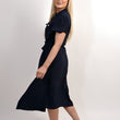 Load image into Gallery viewer, Collared Button Down Short Sleeve Tie Waist Midi Dress
