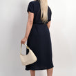 Load image into Gallery viewer, Collared Button Down Short Sleeve Tie Waist Midi Dress
