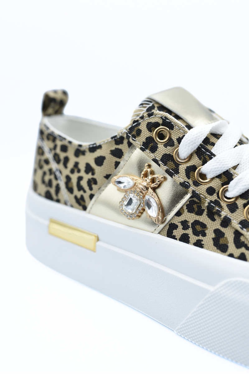 Luxe Bee Decorative Lace Up Platform Trainers