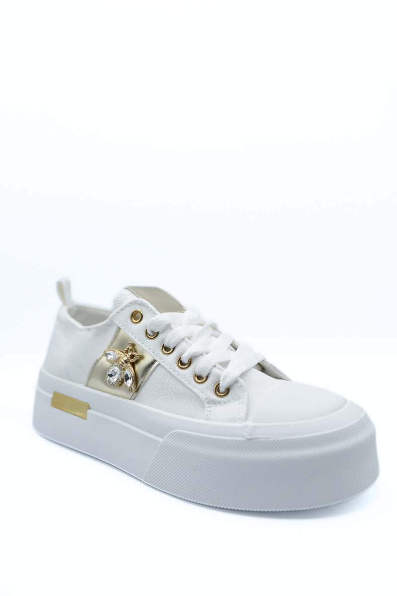 Luxe Bee Decorative Lace Up Platform Trainers