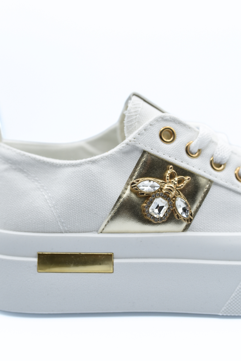 Luxe Bee Decorative Lace Up Platform Trainers