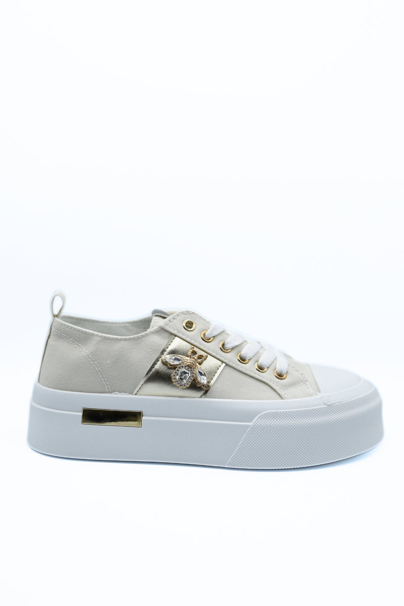 Luxe Bee Decorative Lace Up Platform Trainers