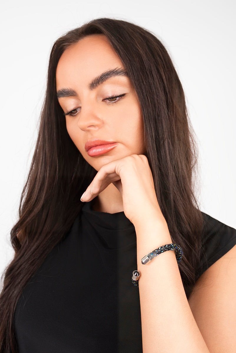 Sparkle Crystal Twist Open Cuff Bracelet