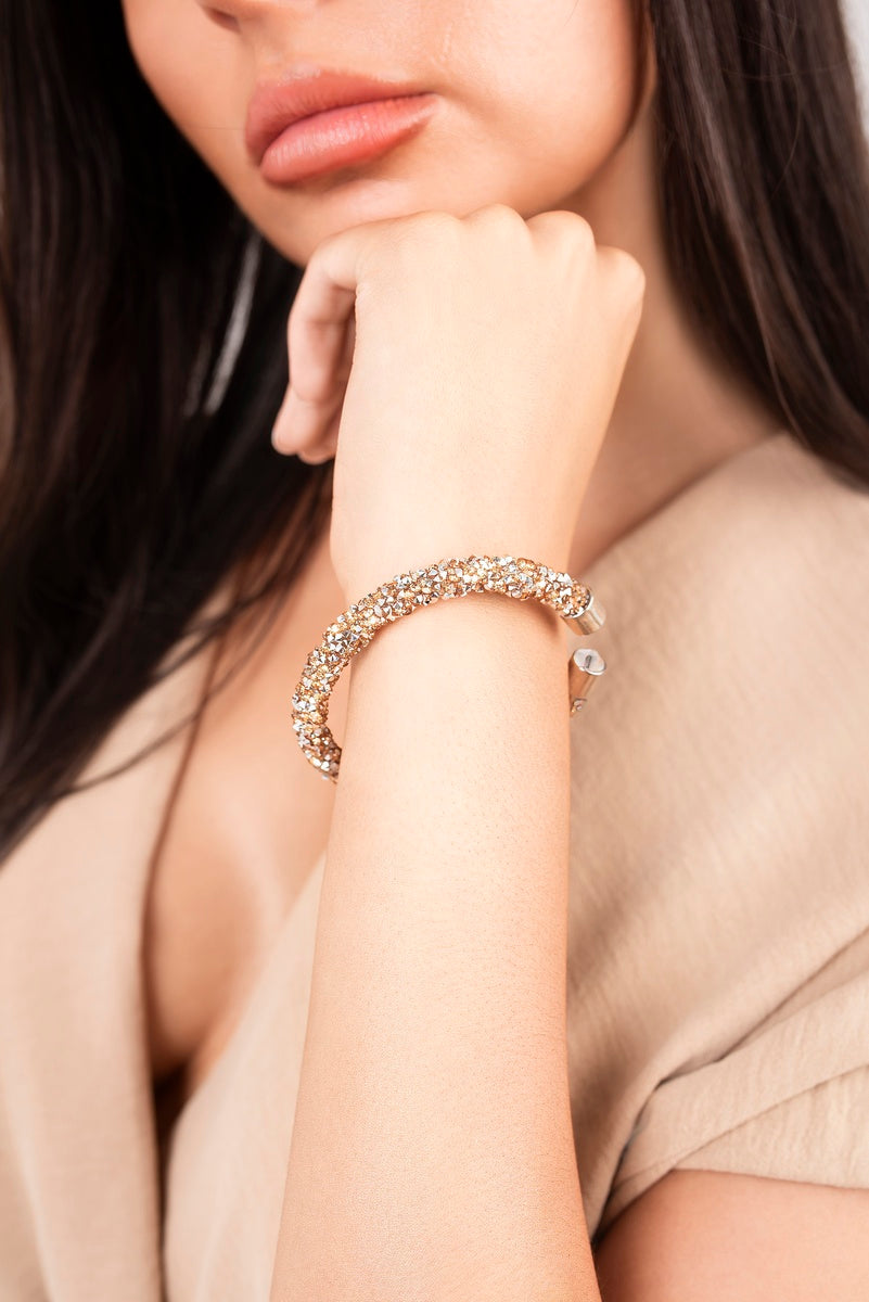 Sparkle Crystal Twist Open Cuff Bracelet