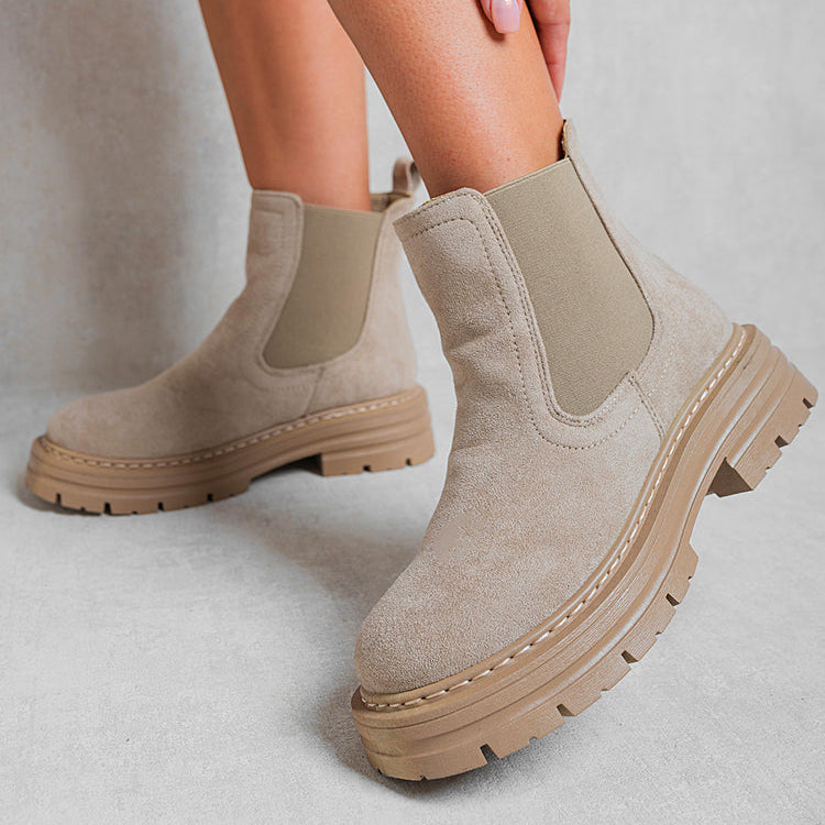 Chunky Chelsea Suede Ankle Boots