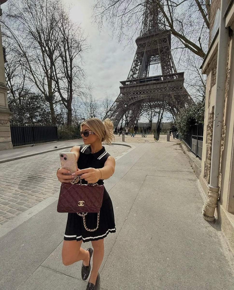 Sleeveless Collared Top & Pleated Mini Skirt Co-ord Set