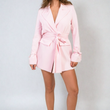 Load image into Gallery viewer, Collared Long Sleeve V-Neck Belted Blazer Jacket

