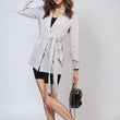 Load image into Gallery viewer, Collared Long Sleeve V-Neck Belted Blazer Jacket

