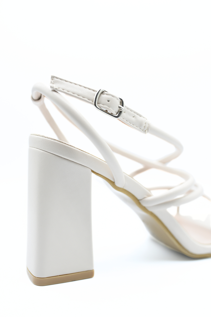 Strappy Buckle Block High Heels