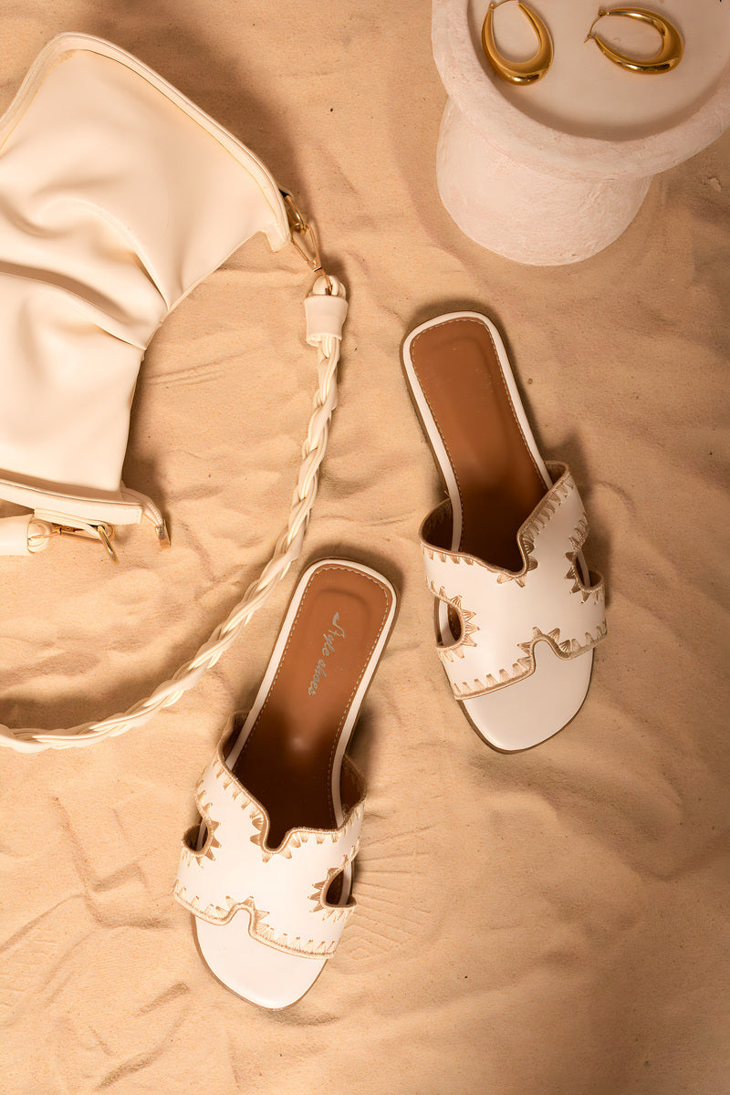 Trim Cut Out Flat Slip On Sandals