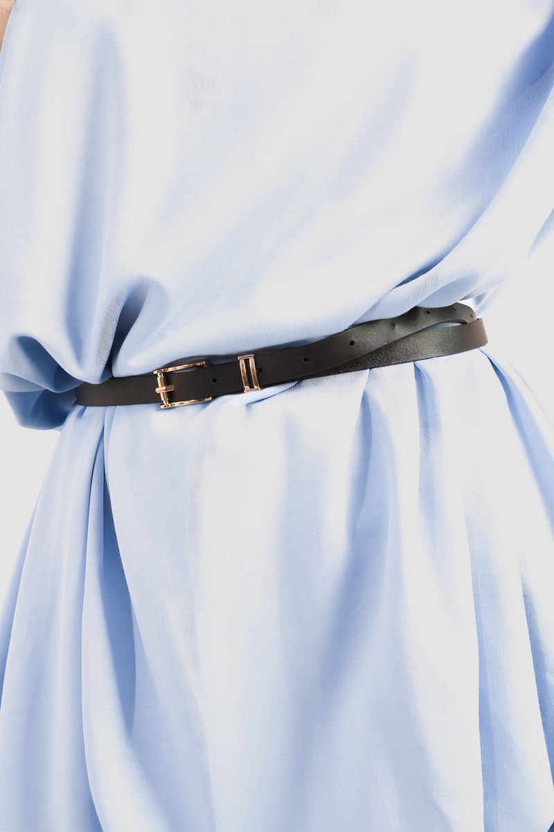 Belted Long Sleeve Mini Balloon Dress