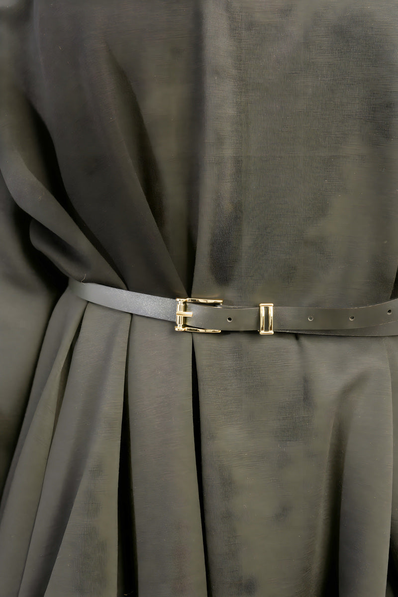 Belted Long Sleeve Mini Balloon Dress