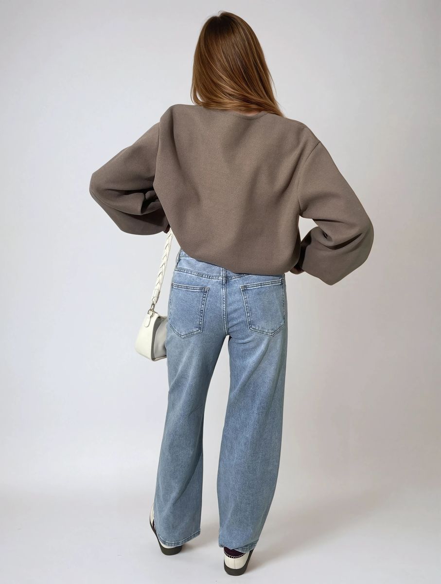 Asymmetric Waist Wide Leg Jeans