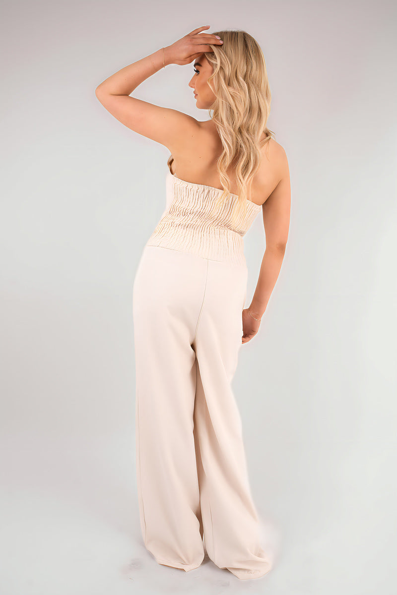 V-Neck Sleeveless Button Front Detail Jumpsuit