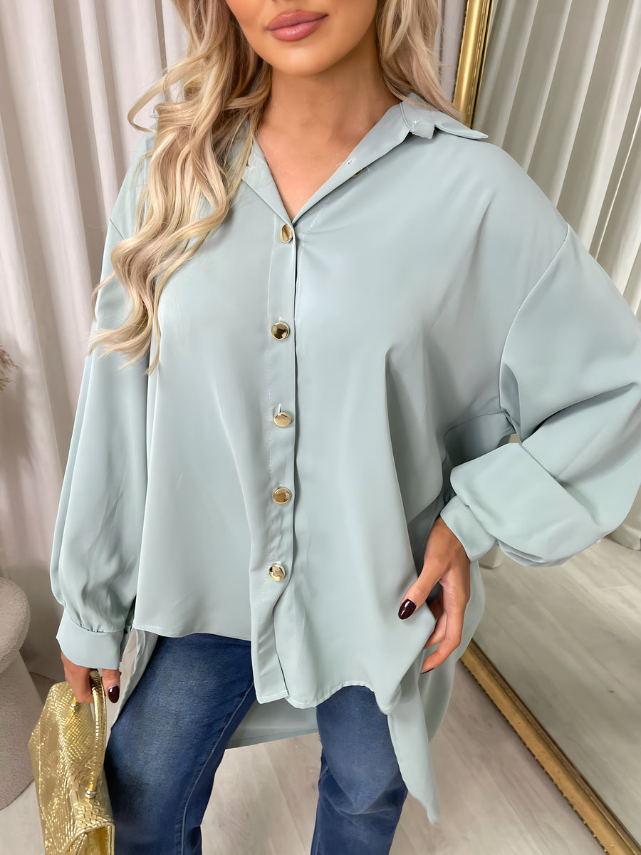 Oversized Collared Button Down Top
