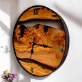 Olive Wood Wall Clock with metal Edge - Miola