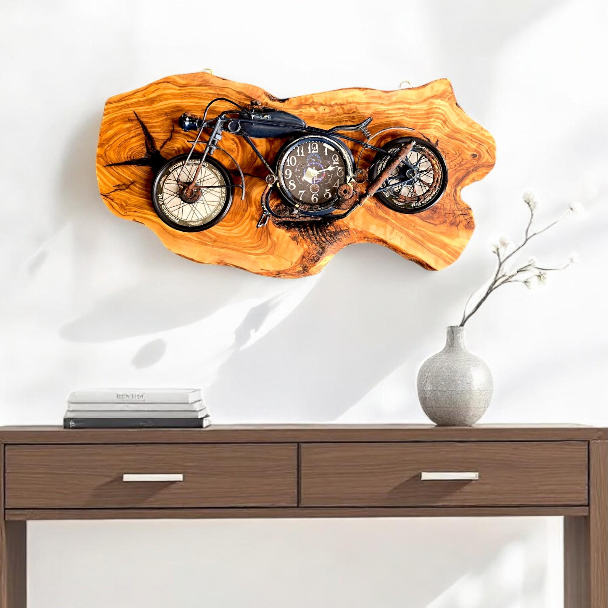 Beautiful rustic motorbike clock