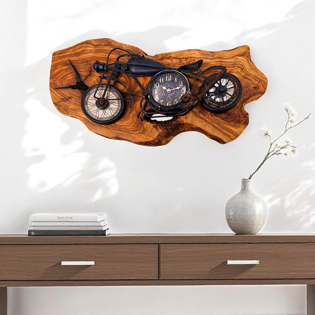 Beautiful rustic motorbike clock
