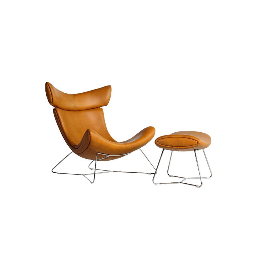 Imola Chair And Ottoman, Brown with Frame Base - Miola