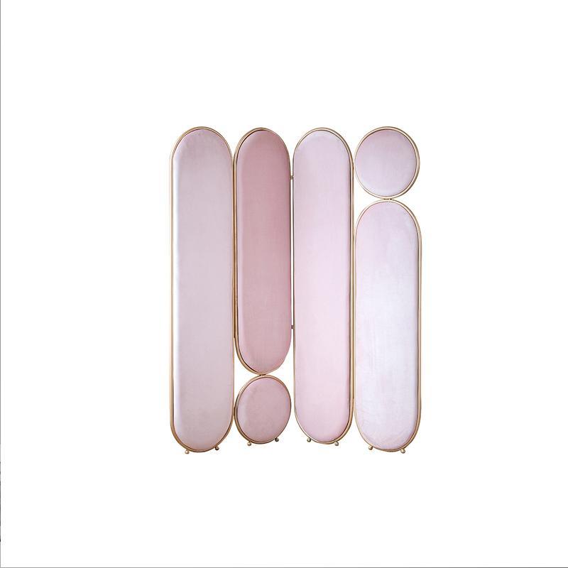 Georgia Folding Screen, Room Divider, Pink/Grey/Green/Blue - Miola