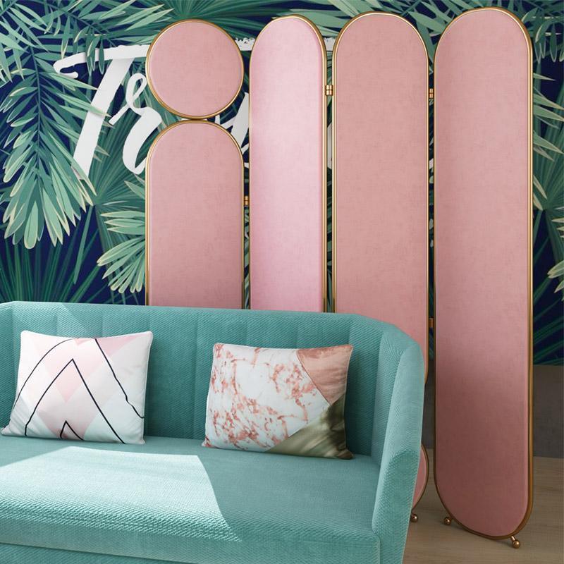 Georgia Folding Screen, Room Divider, Pink/Grey/Green/Blue - Miola