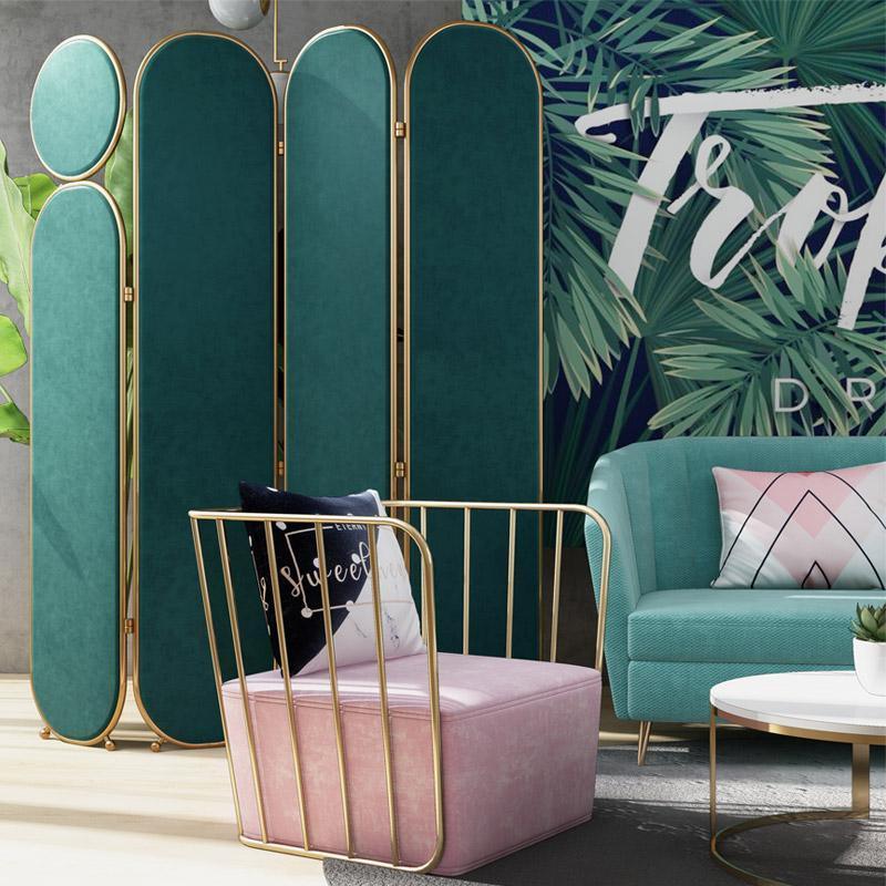 Georgia Folding Screen, Room Divider, Pink/Grey/Green/Blue - Miola