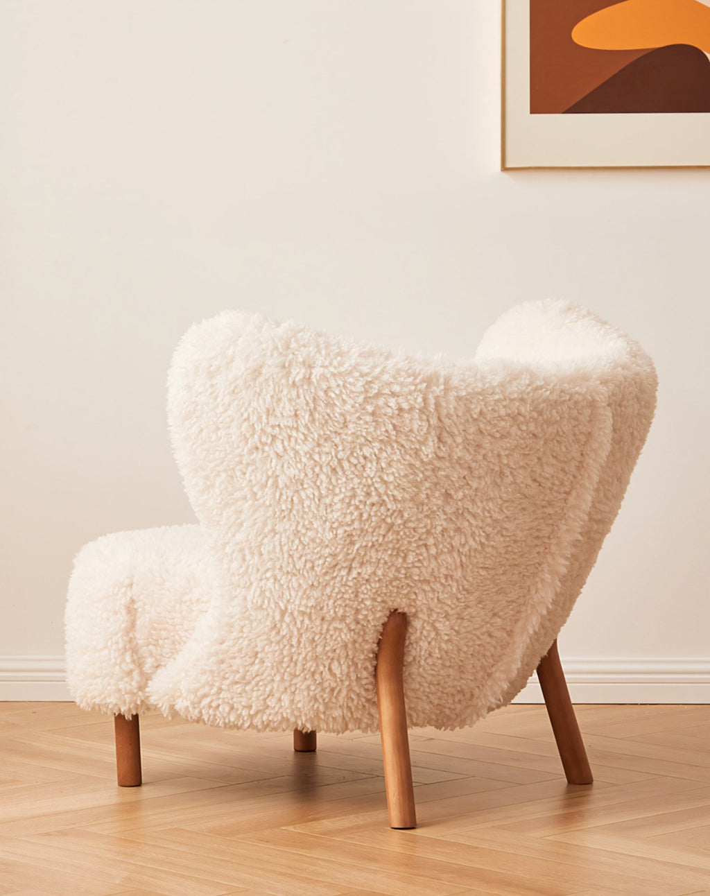 Fitz Lounge Chair, Long Hair, White - Miola