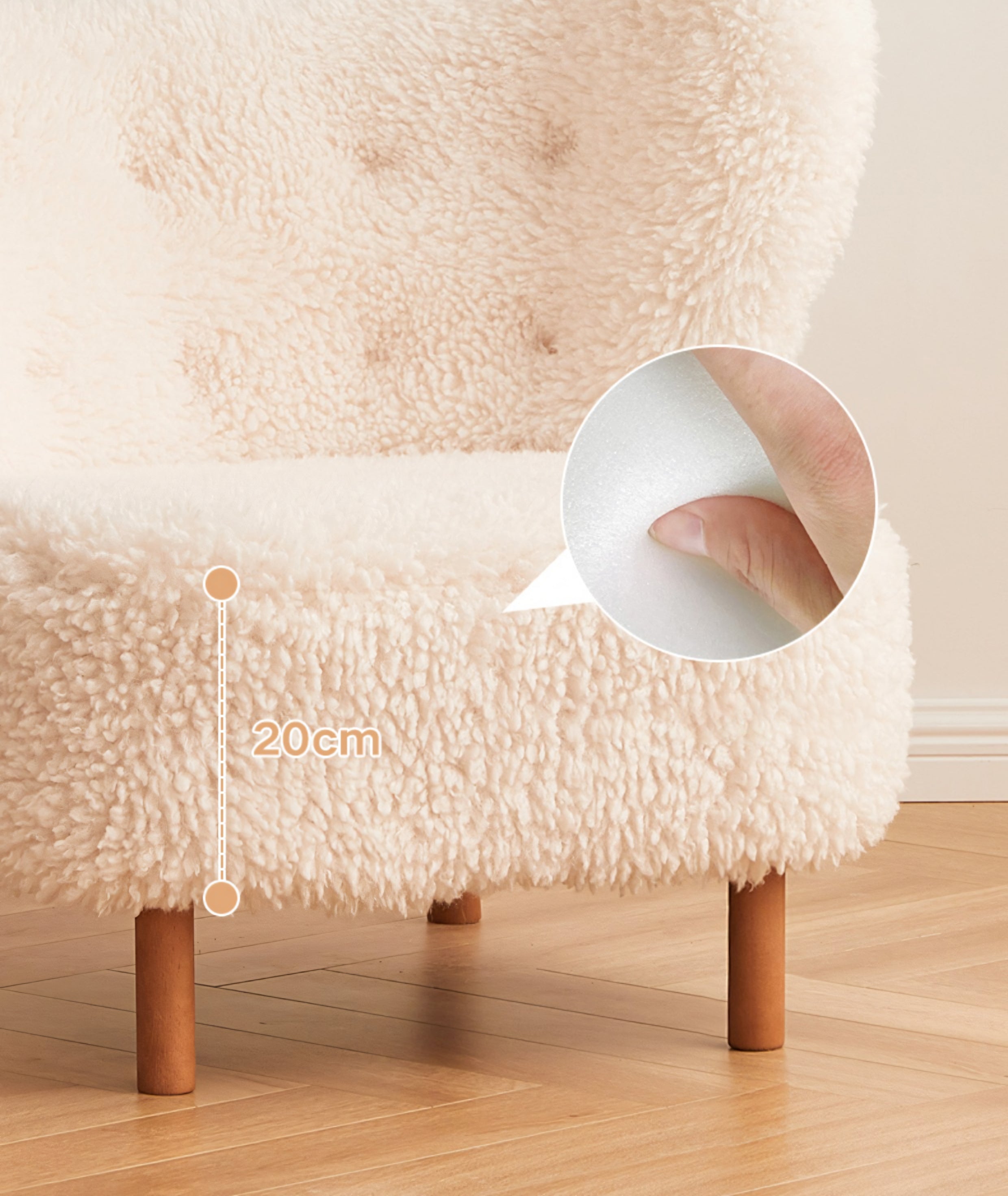 Fitz Lounge Chair, Long Hair, White - Miola
