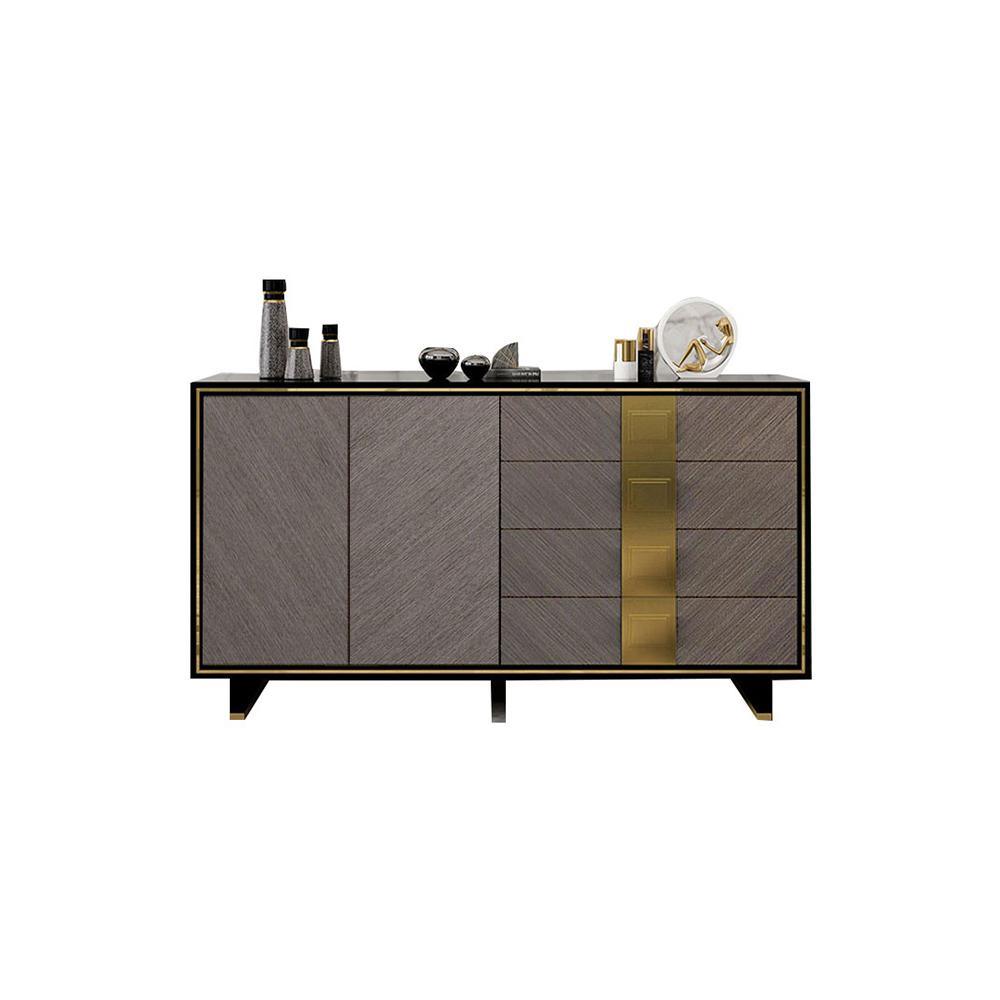 IS82 Large Sideboard, Grey & Gold - Miola