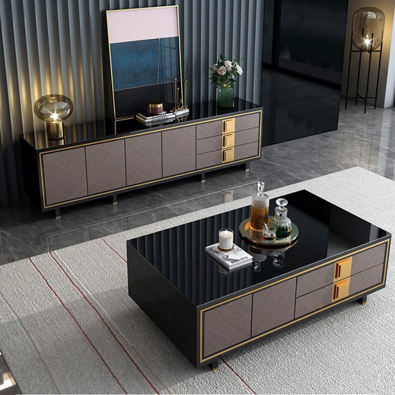 IS82 Large Sideboard, Grey & Gold - Miola