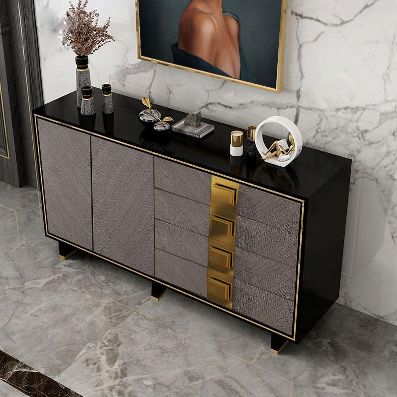 IS82 Large Sideboard, Grey & Gold - Miola
