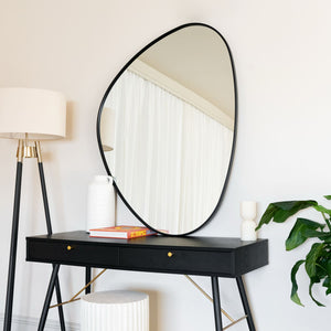 Black Metal Irregular Pebble Mirror