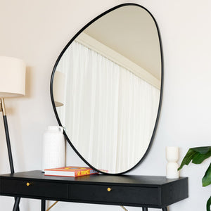 Black Metal Irregular Pebble Mirror