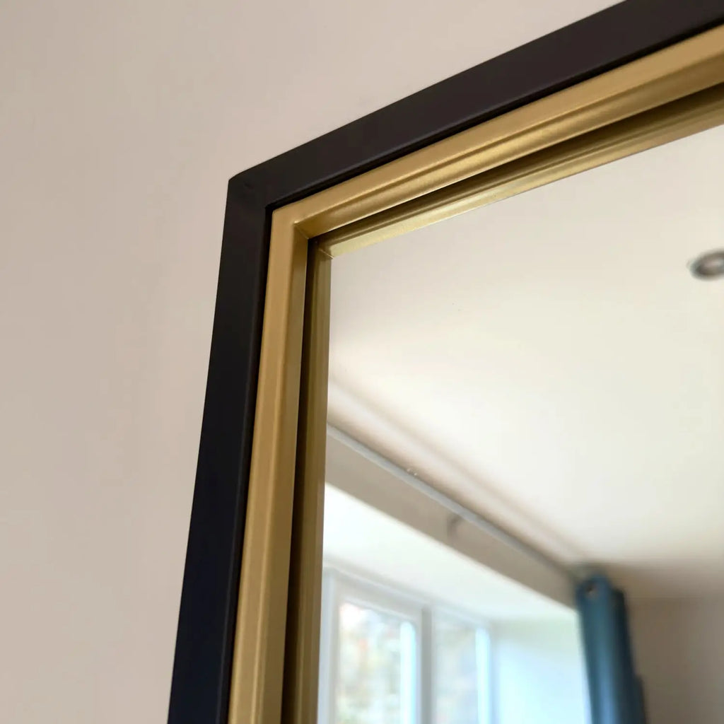 Black and Gold Lattice Mirror