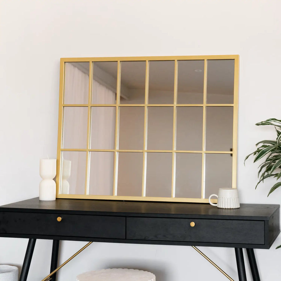 Small Gold Lattice Window Mirror
