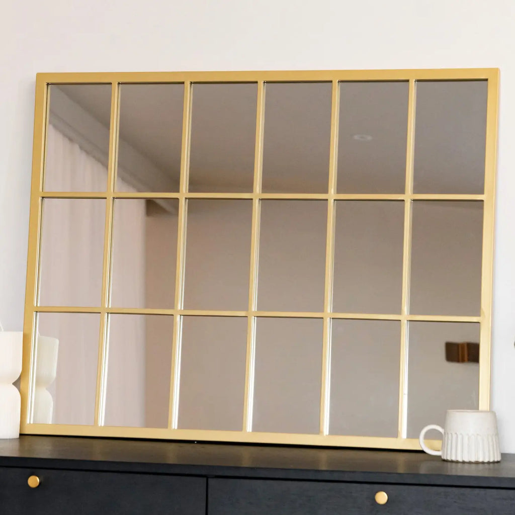 Small Gold Lattice Window Mirror