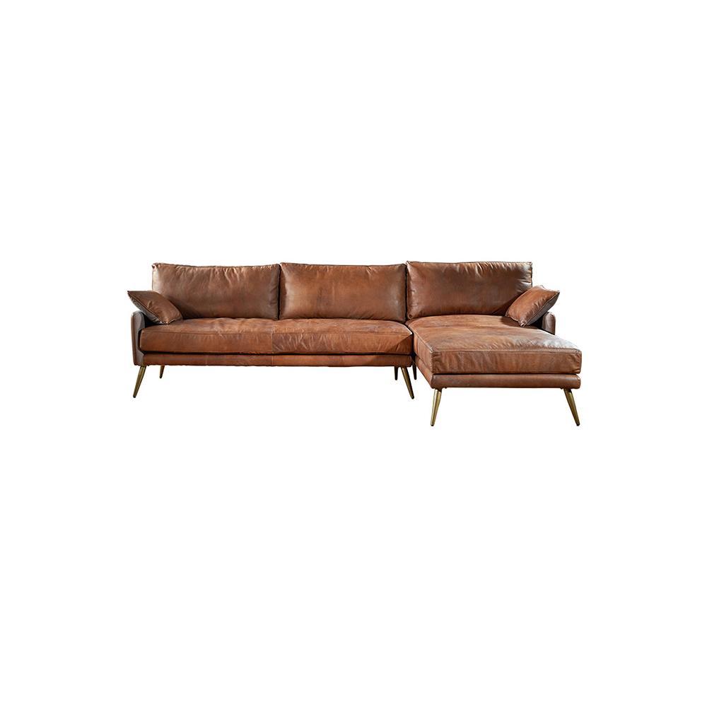 Luna Three Seaters Sofa, Three Seater Corner Sofa, Real Leather - Miola