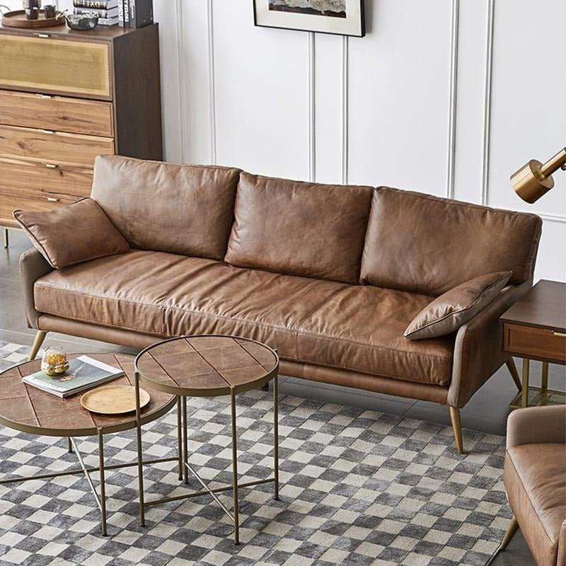 Luna Three Seaters Sofa, Three Seater Corner Sofa, Real Leather - Miola
