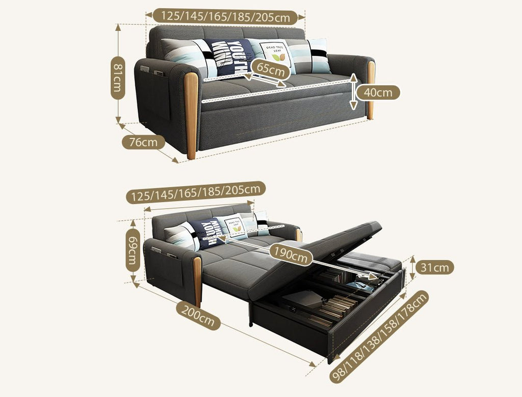 Mavis Two Seater Sofa Bed, Dark Grey - Miola