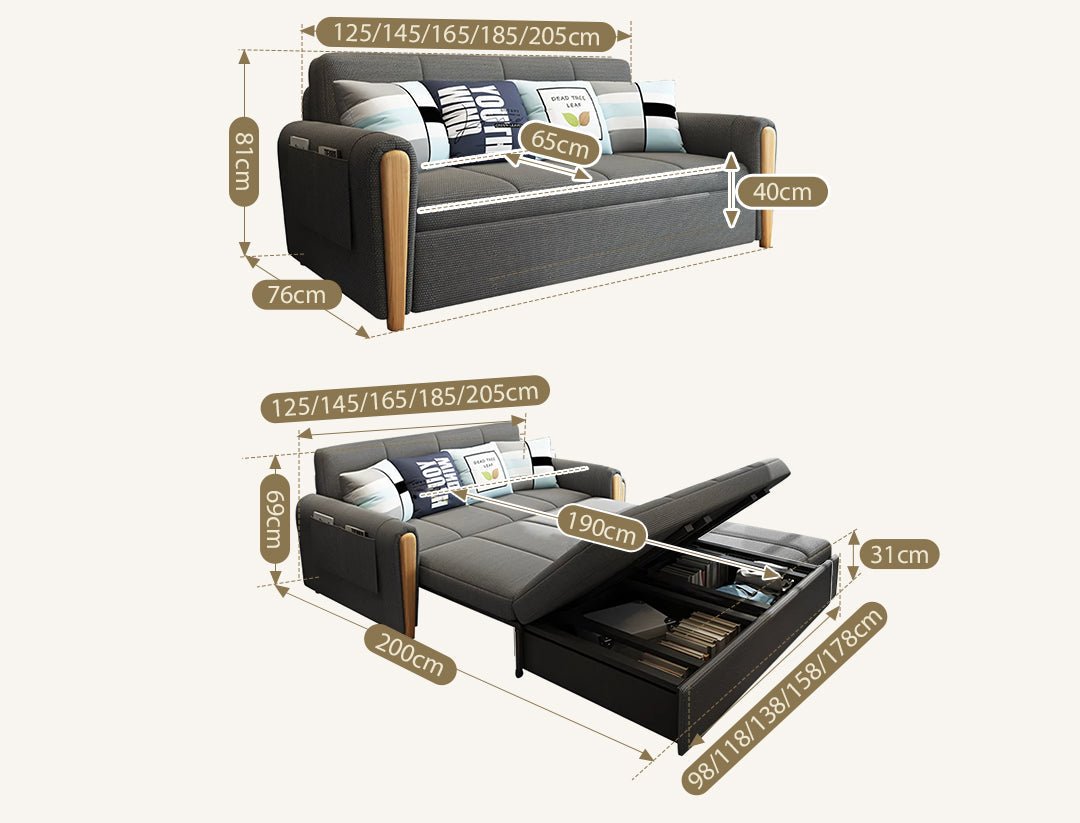 Mavis Two Seater Sofa Bed, Dark Grey - Miola