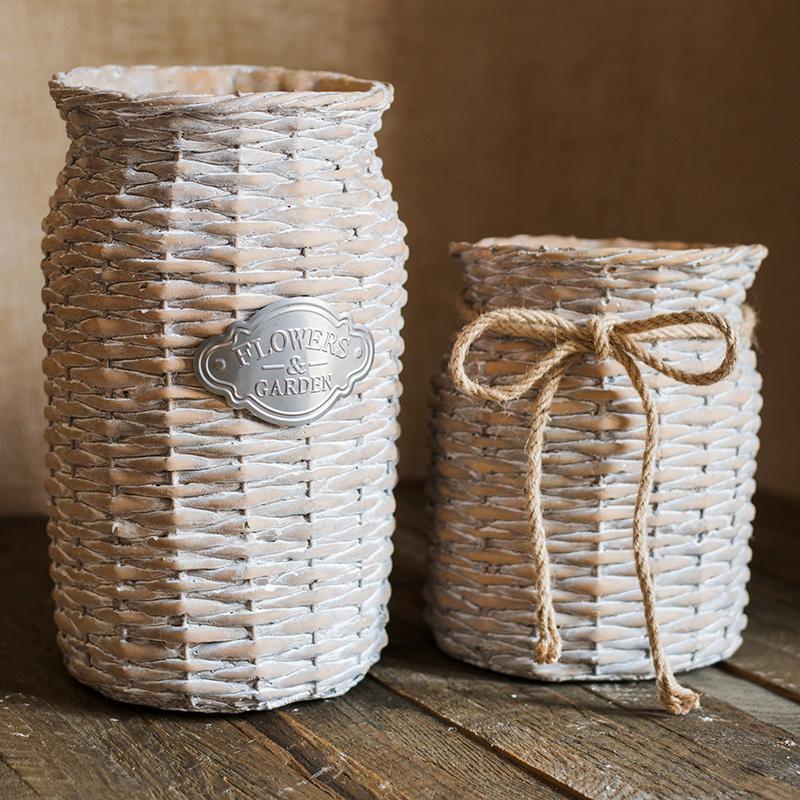 MI37 A Set Of Two Rattan Outdoor Plant Stands - Miola
