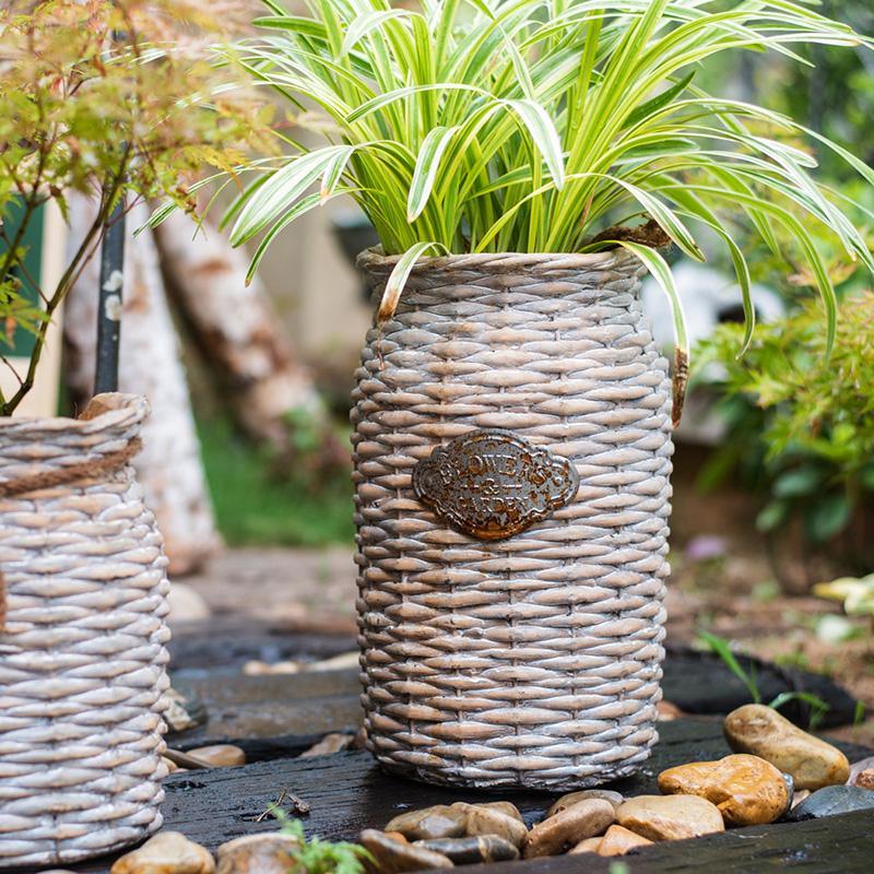 MI37 A Set Of Two Rattan Outdoor Plant Stands - Miola